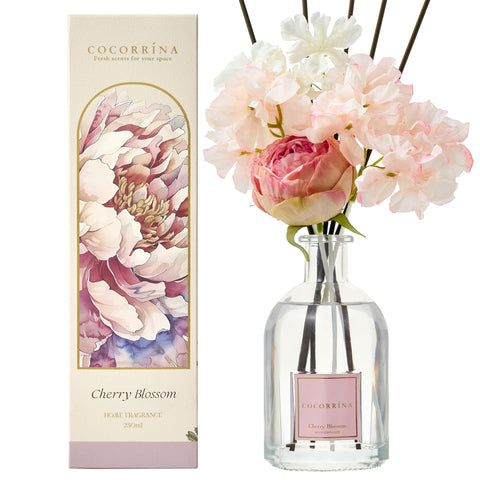 COCORRÍNA Cherry Bloom sticks release a subtle fragrance for continuous freshness.