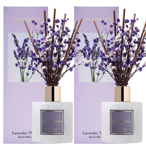 COCORRÍNA lavender-thyme diffuser with cotton sticks offering lasting scent for bedrooms