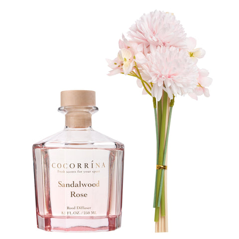 COCORRÍNA diffuser shown in bedroom, office, and bathroom settings
