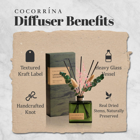 COCORRÍNA reed diffuser reeds with dried flowers demonstrate natural decor and subtle aroma