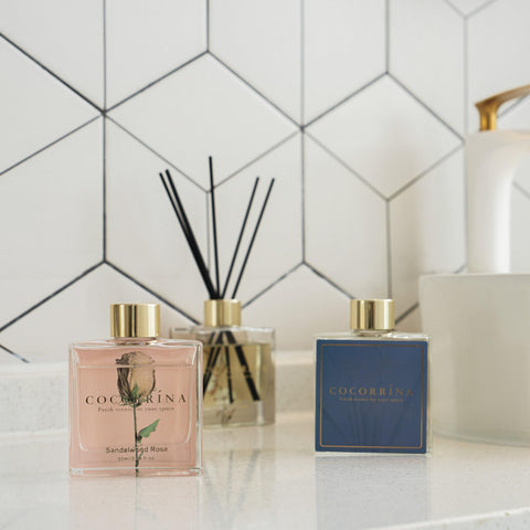 COCORRÍNA Sandalwood Rose bottle diffuser adds luxurious scent to intimate rooms