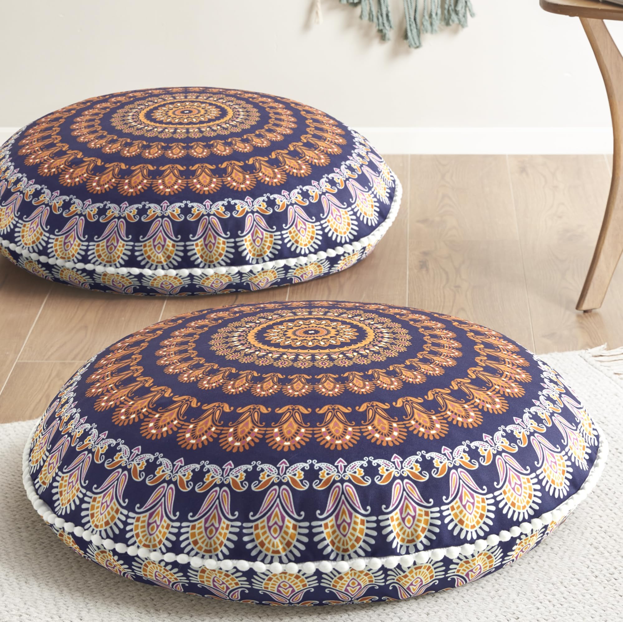 Codi floor pillow insert inside 32-inch round frame for stable seating.