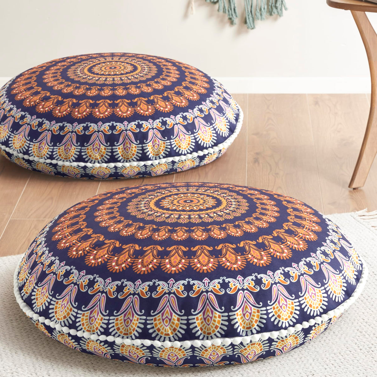 Codi floor pillow insert inside 32-inch round frame for stable seating.