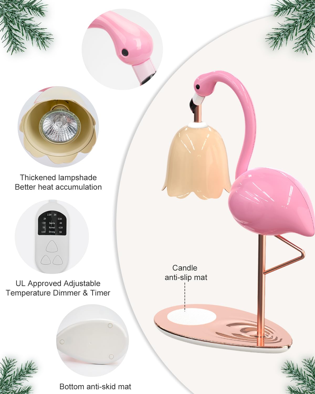 Codogoy Flamingo candle warmer timer display helps plan relaxing evenings automatically