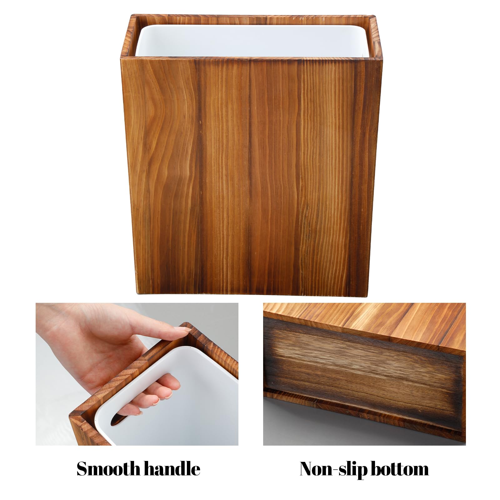 Versatile small bin suitable for kitchen, office, or bedroom.
