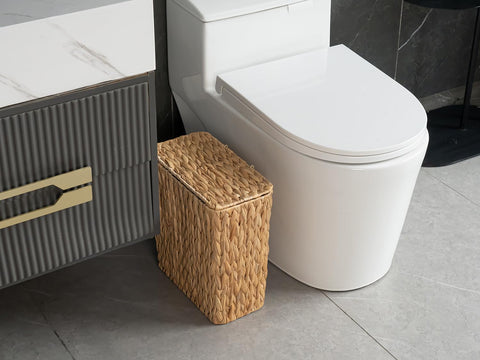 Coeusy removable liner trash bin with hidden handles for mess-free disposal