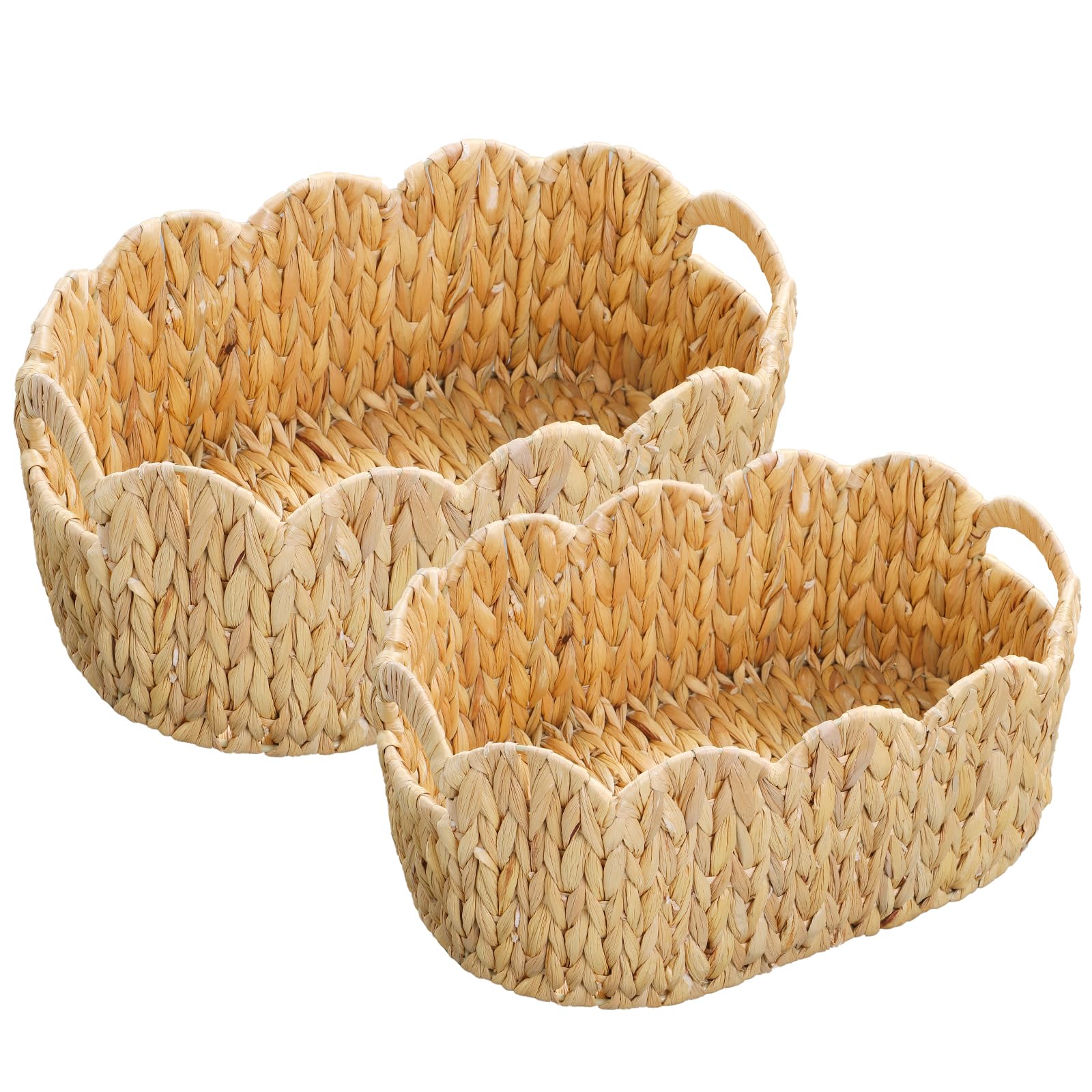 Coeusy scalloped large basket with built-in handles for easy kitchen organization