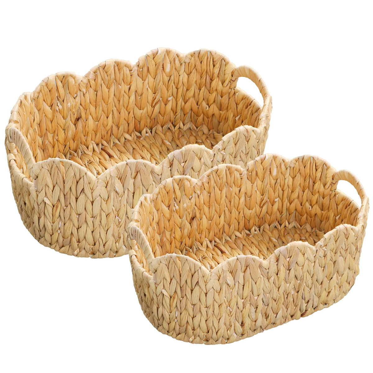 Coeusy scalloped large basket with built-in handles for easy kitchen organization