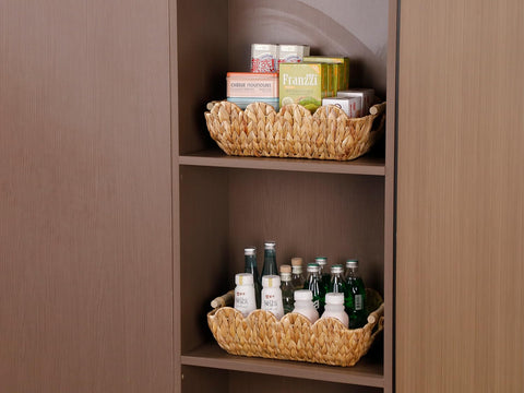 Coeusy seashell inspired scalloped edge basket on shelf
