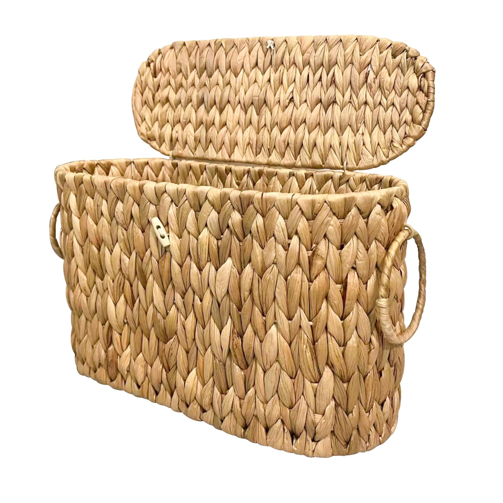 Coeusy toilet paper basket with lid keeps rolls dust-free and neatly stored.
