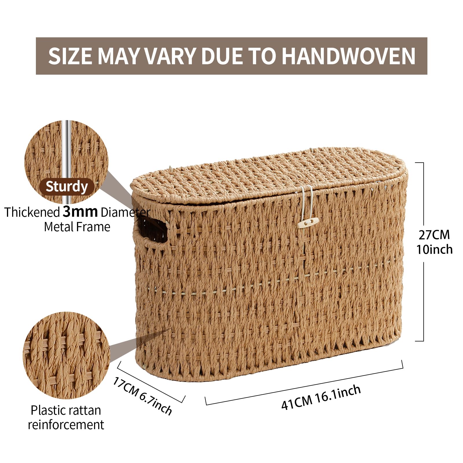 Coeusy toilet paper storage holds six jumbo rolls neatly.