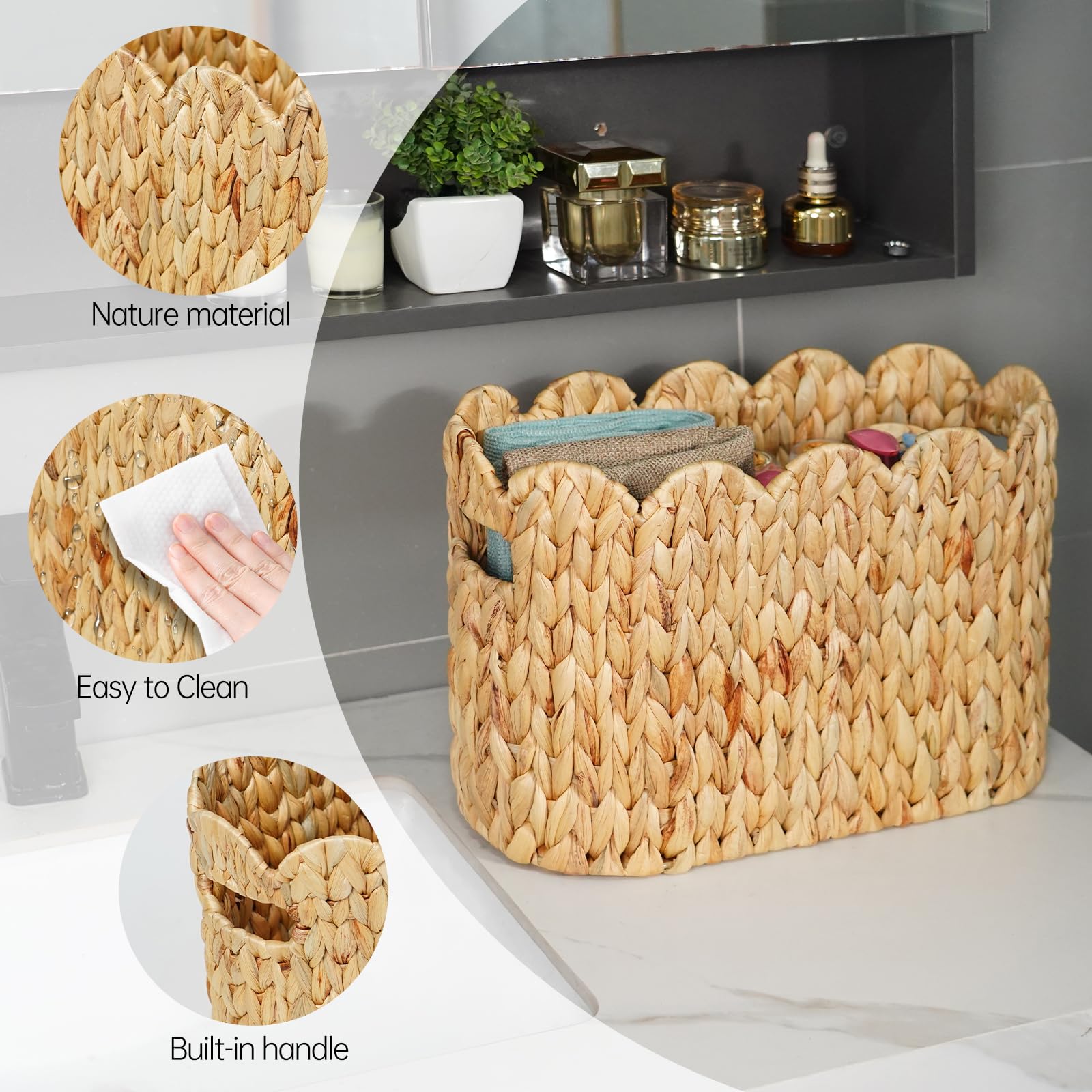 Coeusy toilet paper storage basket on bathroom corner saving space