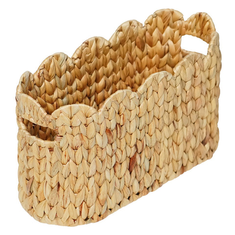Coeusy toilet paper storage basket with scalloped edge front view keeps rolls organized
