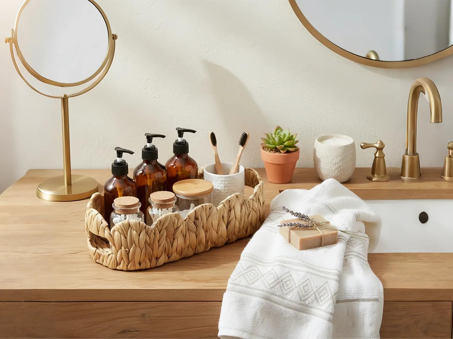 Coeusy hand-woven details create a unique rustic finish in any space.