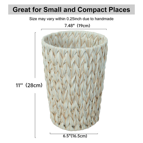 Coeusy waterproof wicker trash bin cleans quickly and resists moisture in humid environments.