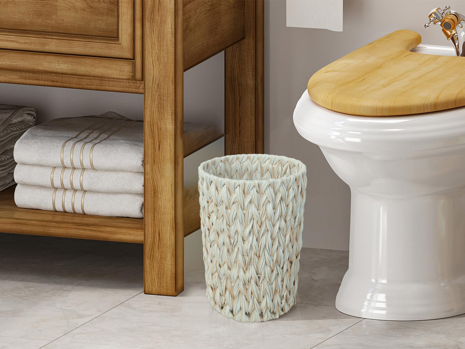 Coeusy weave waste basket doubles as multipurpose storage for magazines, toys, or laundry.