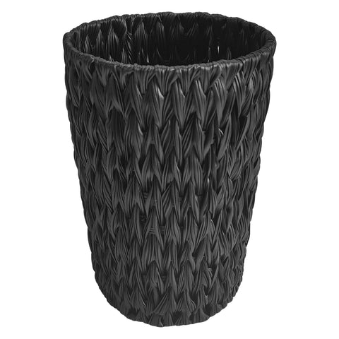Coeusy wicker trash can closeup reveals tight weave and durable finish for everyday use.