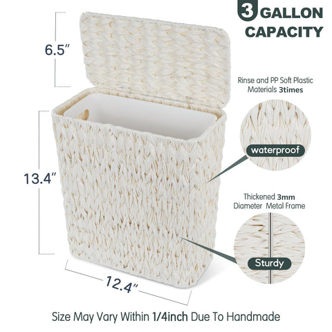 Integrated lid seals the basket to help limit odors in small spaces.