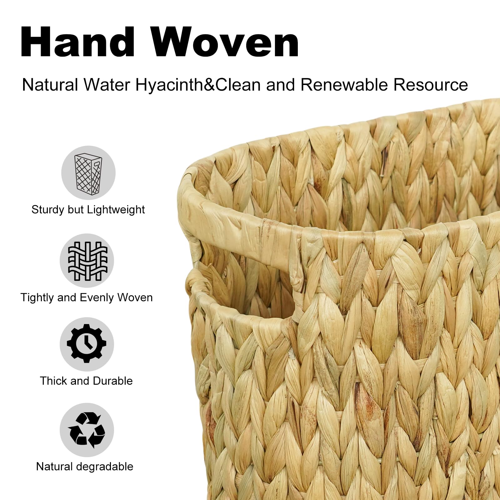 Lightweight design of the Coeusy wicker trash can for easy handling