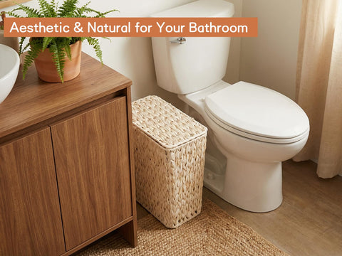 Removable liner inside the wicker bin makes cleaning quick and easy.
