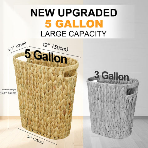 Close-up of Coeusy wicker trash can side handles for easy grip