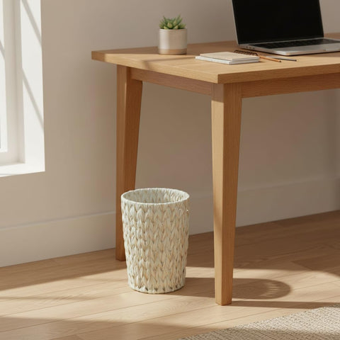 Coeusy wicker waste basket with durable frame keeps daily use stable and sturdy.