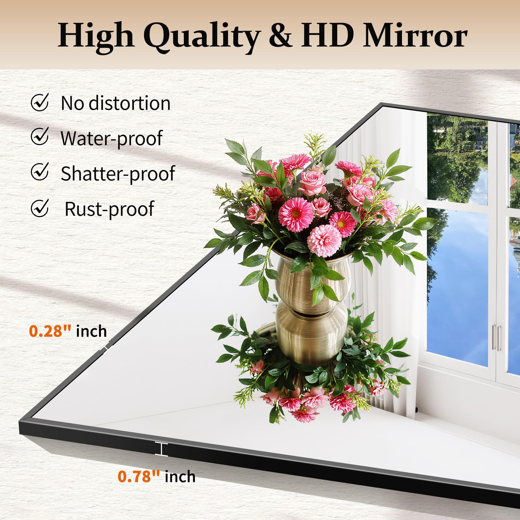 COFENY 30x30 safety backing adds stability to the mirror