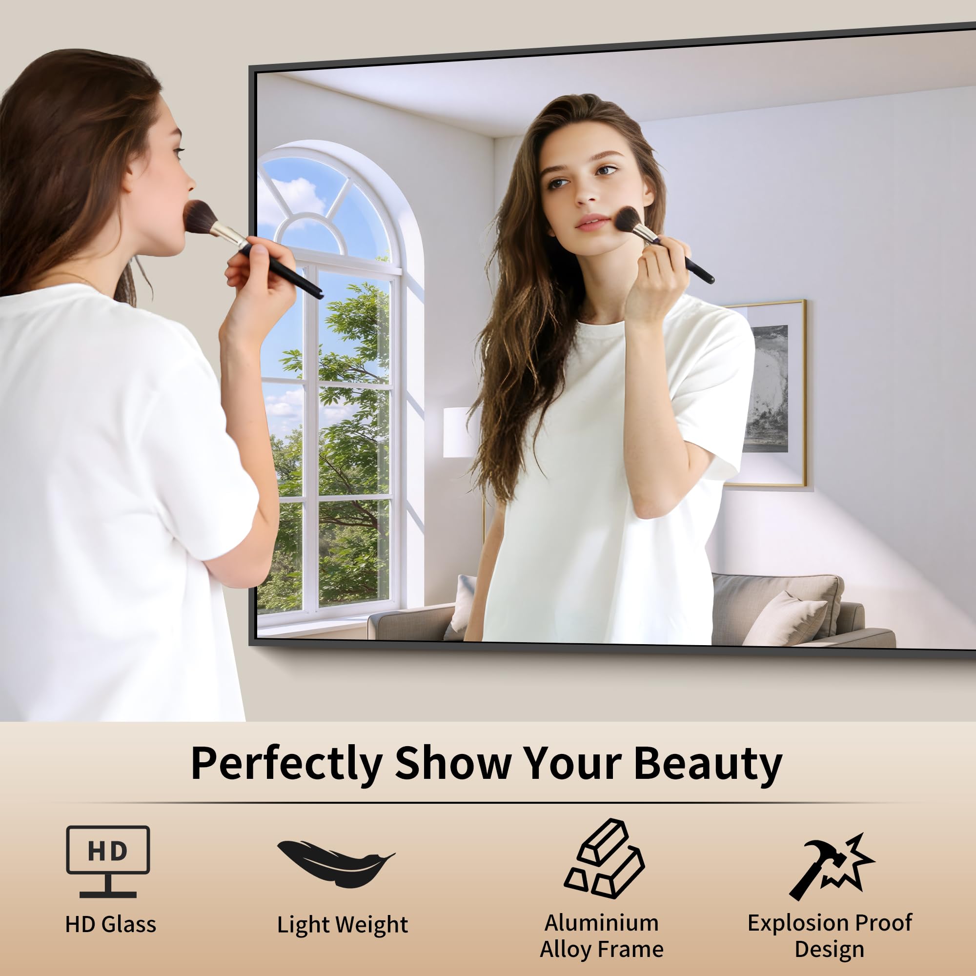 COFENY 30x36 rectangle uses aluminum frame for durability and a premium feel.