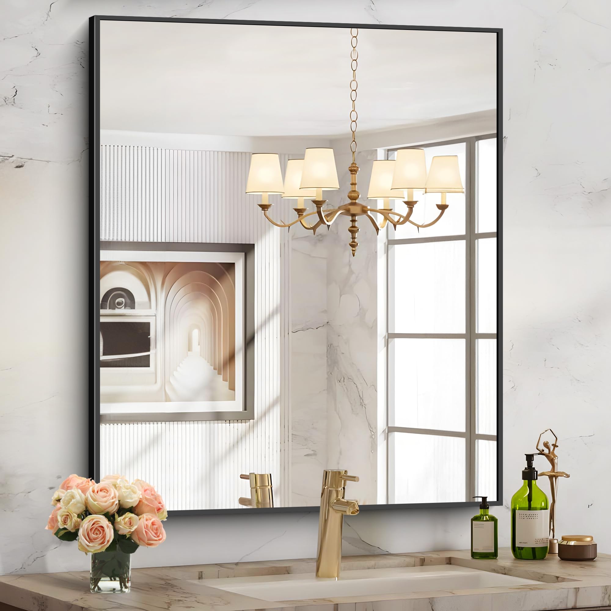 COFENY mirror offers horizontal or vertical hanging for versatile bathroom or hallway styling.