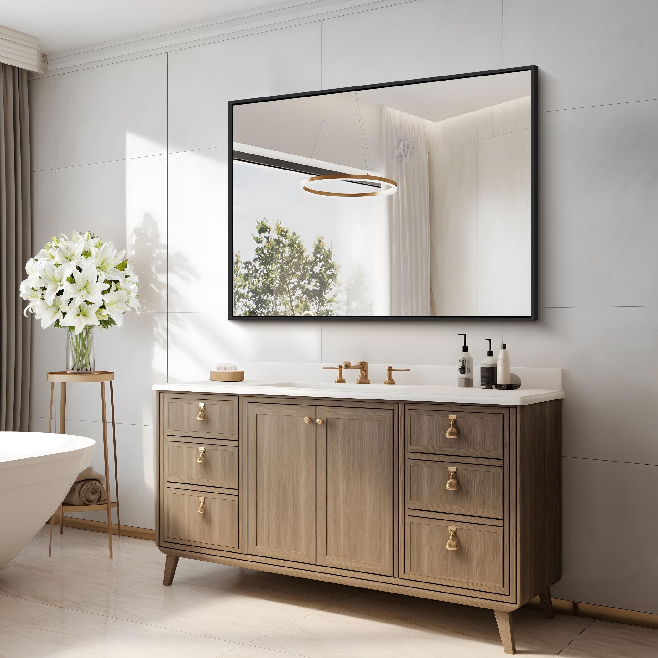 COFENY black mirror pairs with vanities for a cohesive, stylish update.