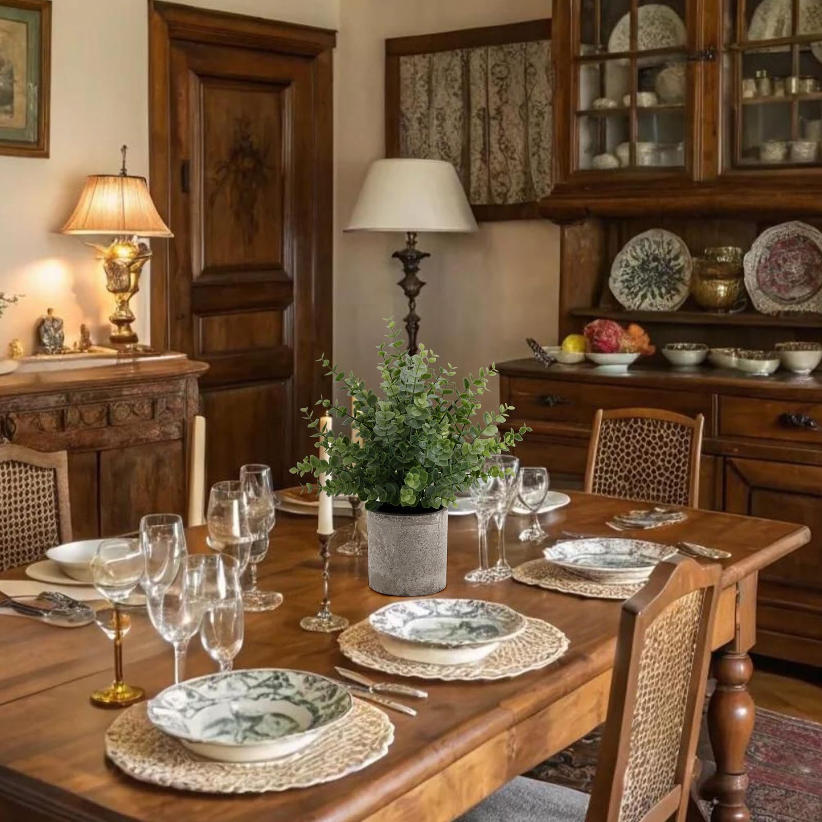 Coferset eucalyptus 14-inch on shelf boosts farmhouse charm