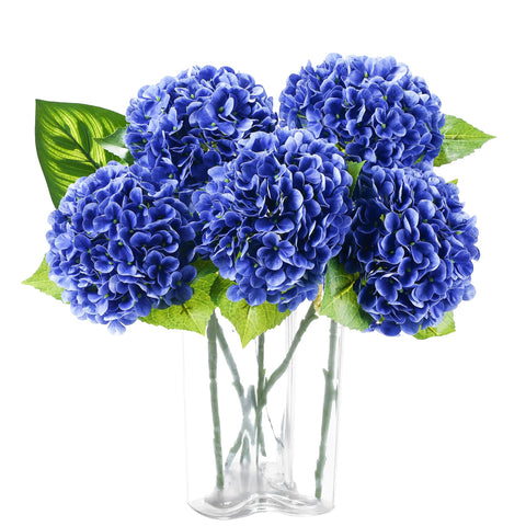 Coferset Hydrangea real-touch royal blue bouquet adds timeless elegance to living spaces.
