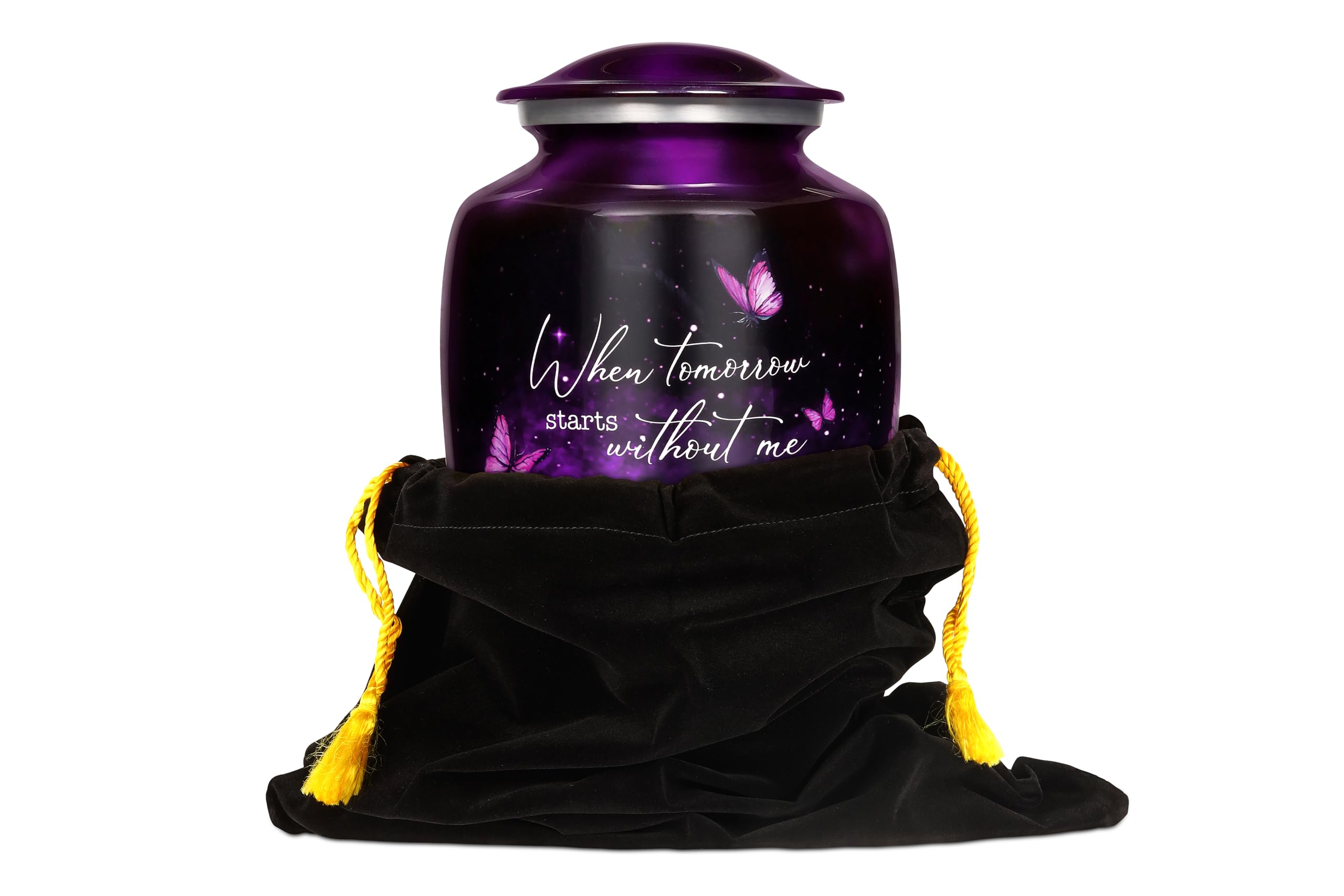 Cogent Memorials Purple Butterfly Urn details highlight intricate artwork and a respectful tribute.