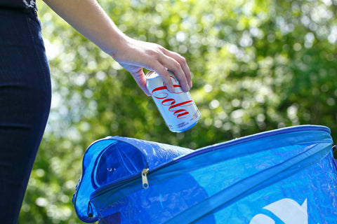 Coghlan's pop-up trash bin label window aids quick identification of waste type.