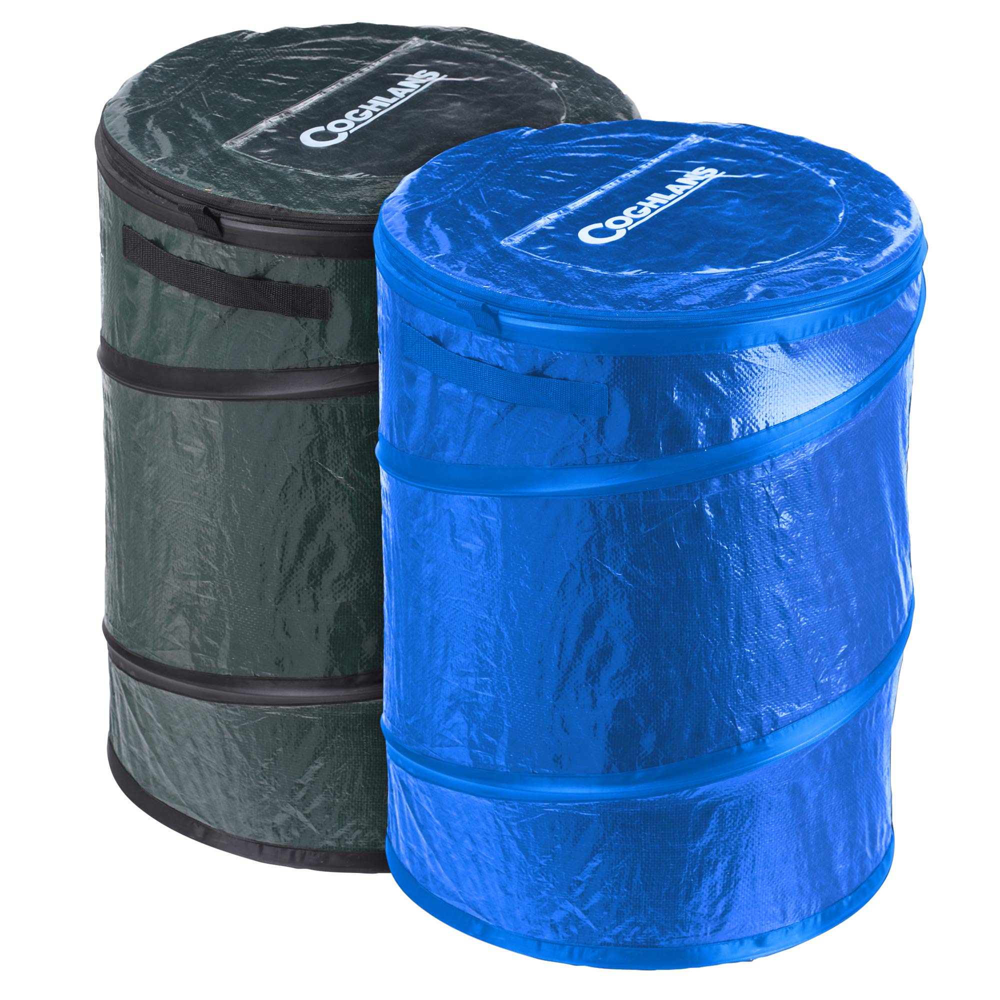 Coghlan's pop-up trash bin with zippered lid keeps odors and insects out.