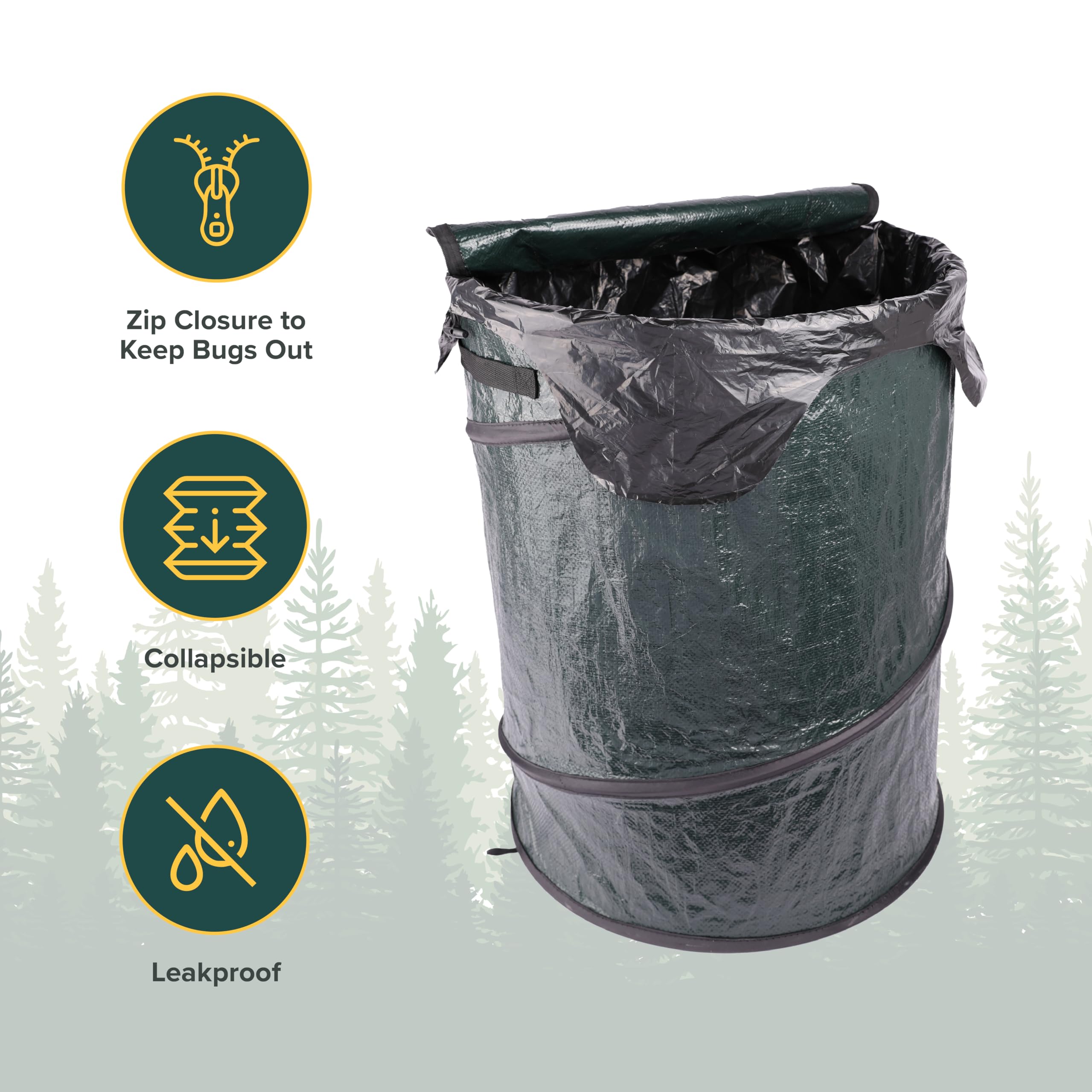Coghlan's pop-up trash can expanded to 29-gallon capacity for group camping.