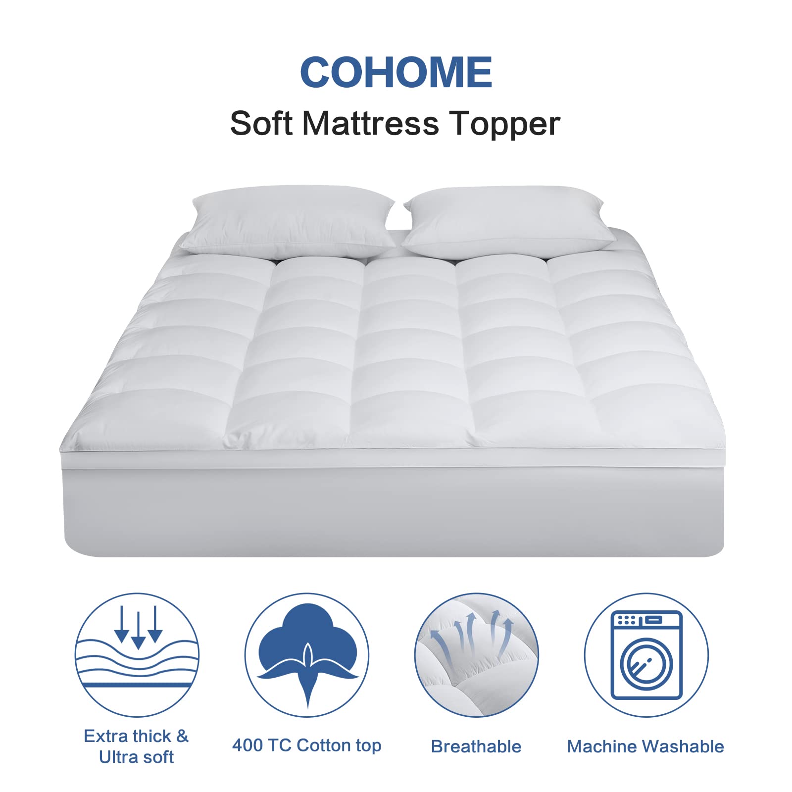 COHOME 400TC cotton fabric cooling surface promotes breathable sleep