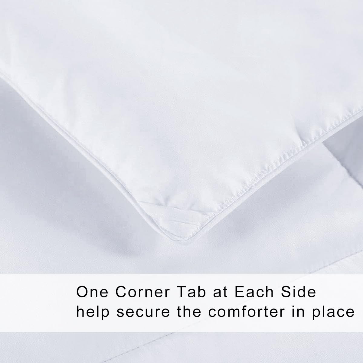 COHOME reversible white comforter with eight corner tabs for secure placement.