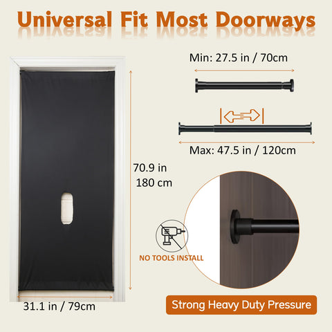 COHYVER Adjustable Height Door Curtain enabling quick setup across most doorways