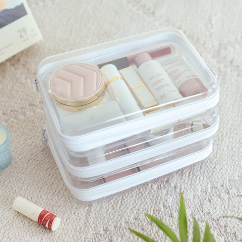 CoiiJoii see-through cosmetic bag with zipper keeps makeup secure