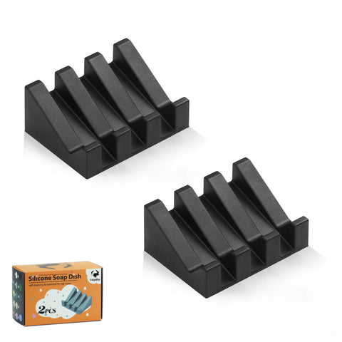Coipdfty silicone soap dish in black 2-pack keeps soap dry and ready to use