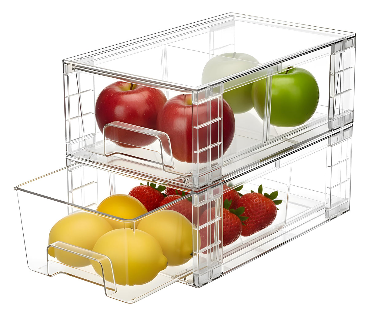 COKIHOM stackable drawers with handles shown for fridge organization