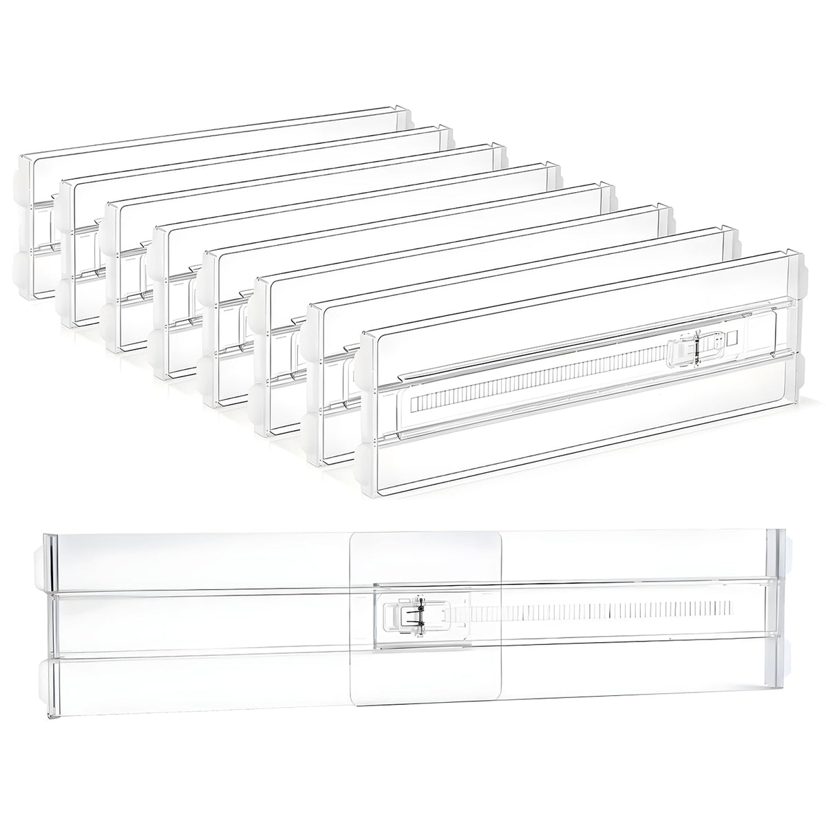 COKIHOM clear drawer divider demonstrates 4-inch height for neat clothing drawers