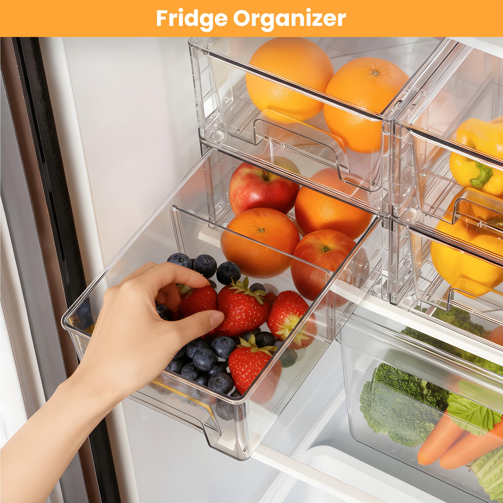 COKIHOM clear fridge organizer showing full visibility for quick item finds