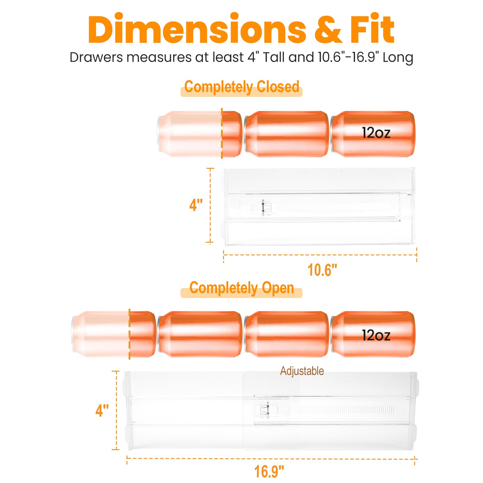 COKIHOM extendable drawer divider shows adjustable 10-169 inch length in use