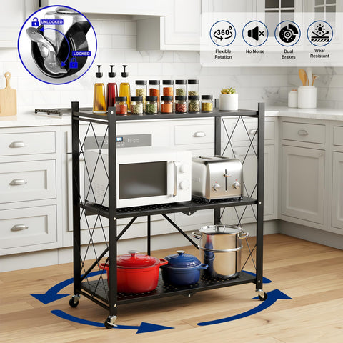 COKITOO 360-degree movable rack with wheels for easy repositioning.