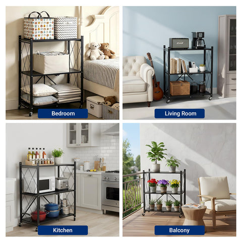 COKITOO rolling rack with lockable wheels for stability.
