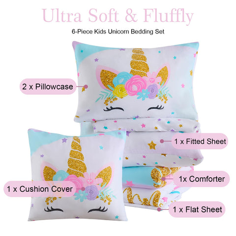 Cokouchyi brushed microfiber softness for a cozy night’s rest with the unicorn set.