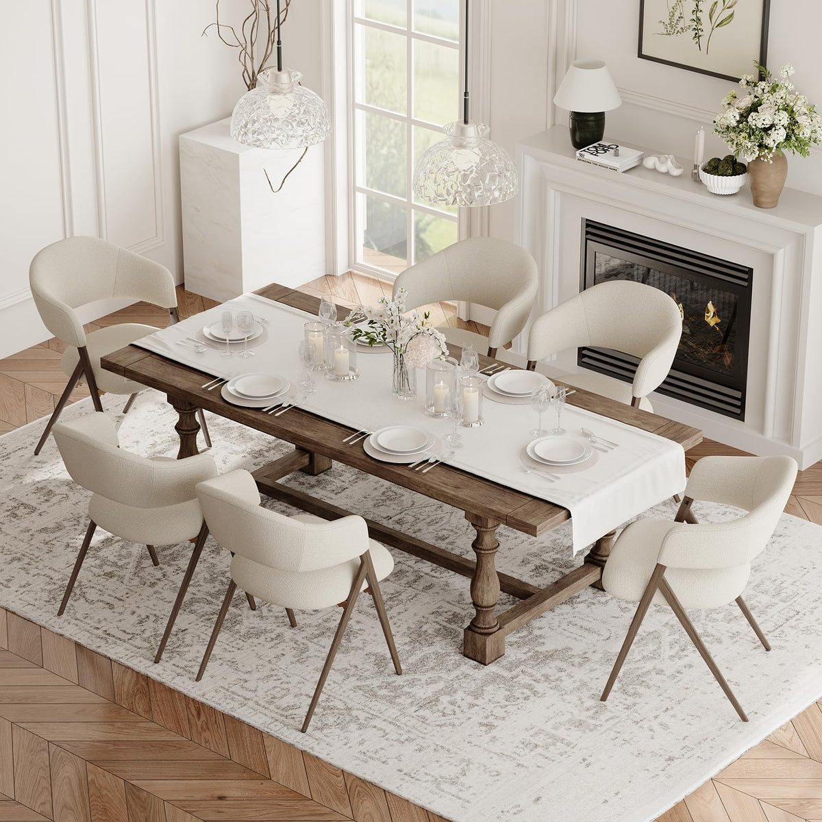 COLAMY dining chair set6 mid-century open back with iron legs offers stylish dining comfort