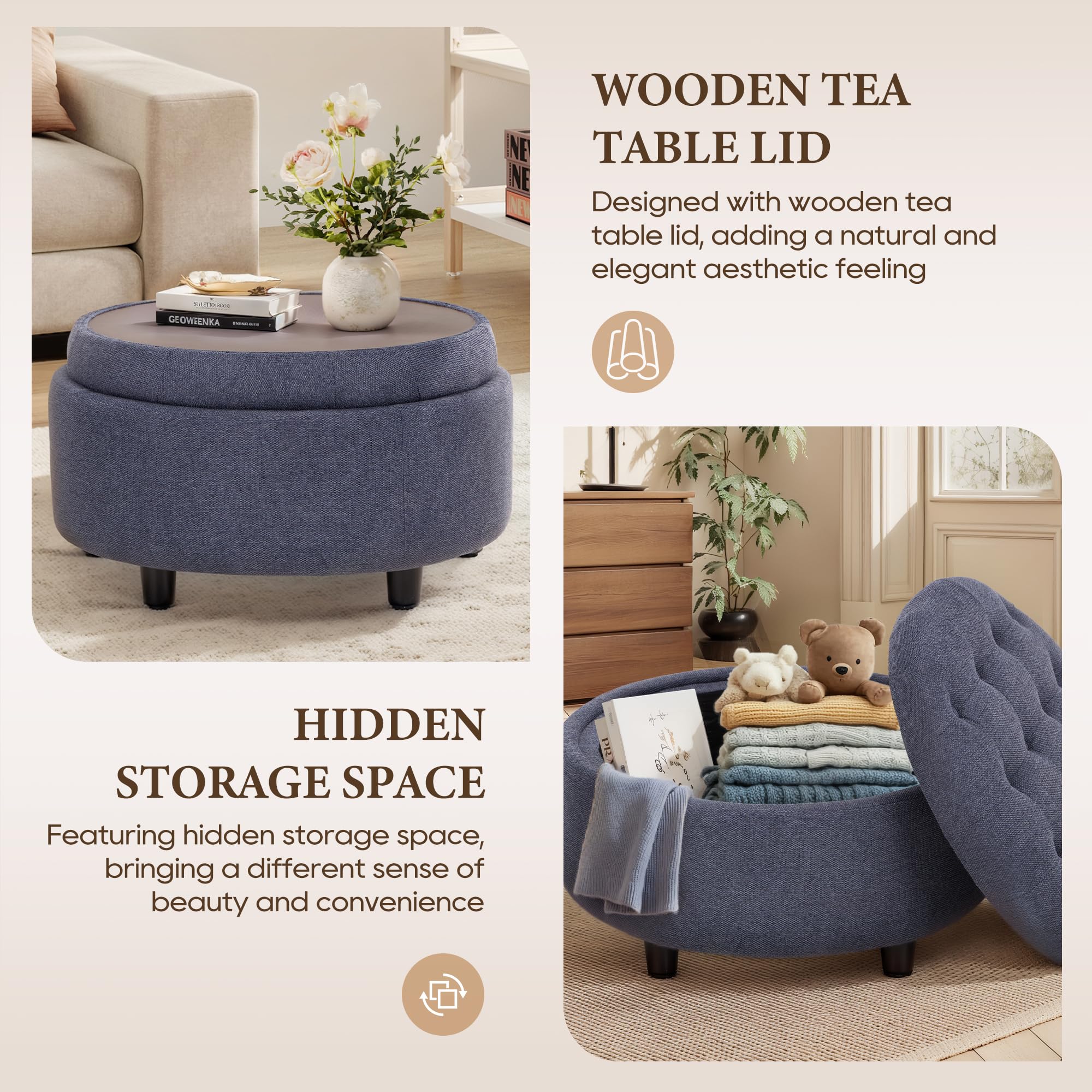 COLAMY hidden storage compartment open with blankets nearby